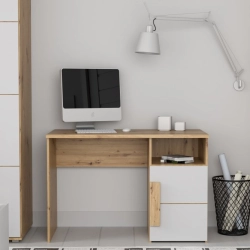 Biurko skandynawskie 110x60 cm ARKINA Biały /Dąb Artisan